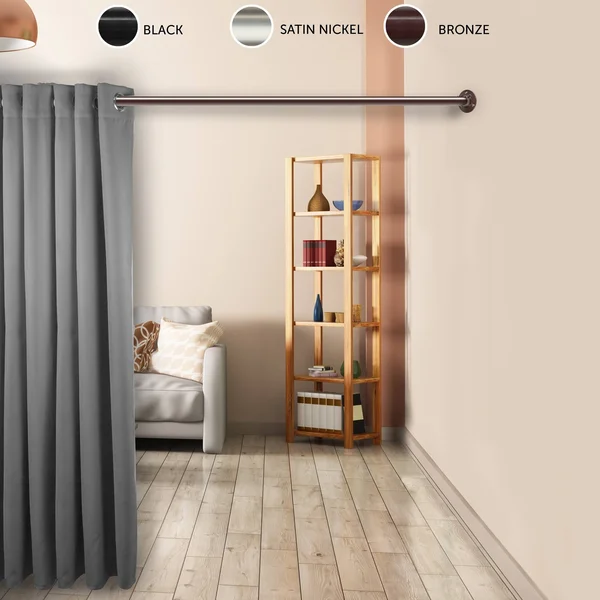 InStyleDesign 1x22 Premium Adjustable Room Divider Rod and Socket Set - 48 to 84 Inches - Satin Nickel