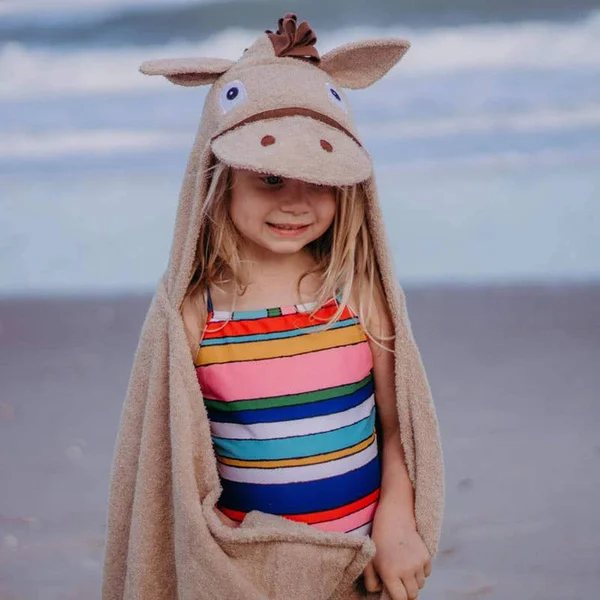 YIKES Twins Tan Horse Hooded Towel