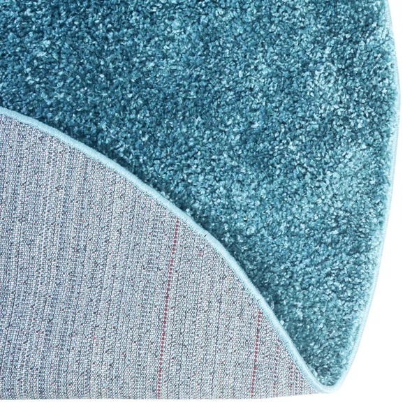 Soft Solid Shag 3 ft Round Turquoise Blue Abstract Area Rug