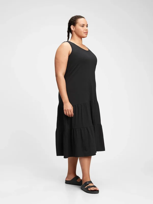 Gap Women's Sleeveless Tiered Maxi Dress True Black Size S
