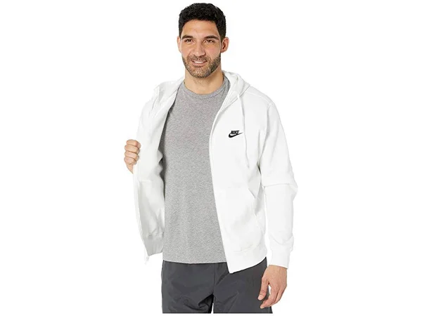 Nike Men's Sportswear Club Fleece Full-Zip Hoodie BV2645-100 - White/White/Black - M