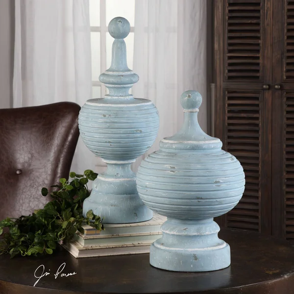 Uttermost 20185 Philippa Powder Blue Finials Set of 2
