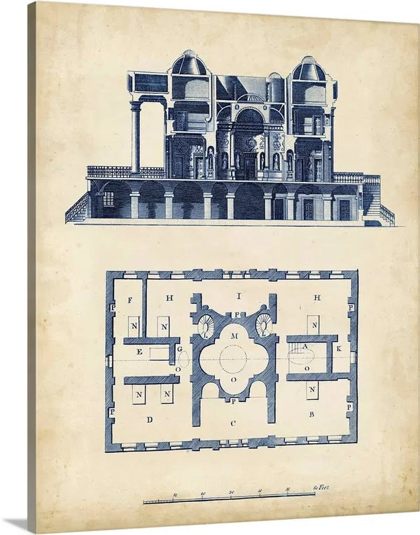 Architectural Blueprint III - Canvas Wall Art, 36x45, Great Big Canvas