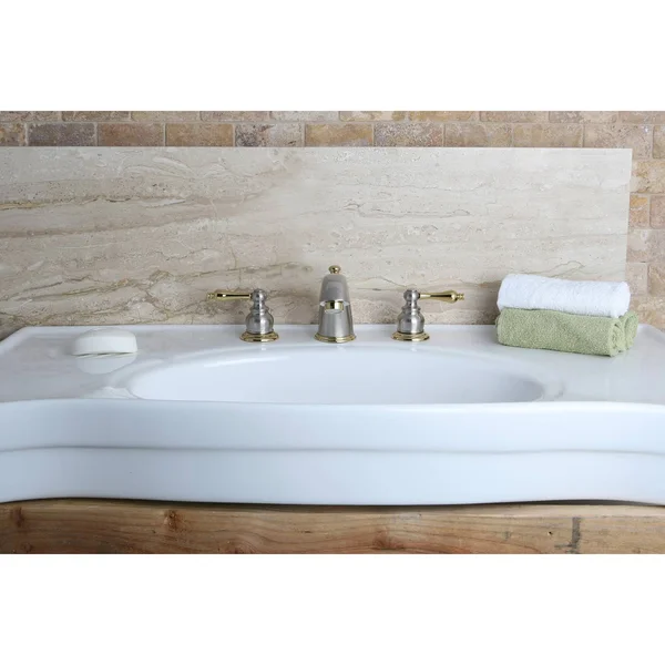Kingston Brass KB979AL Victorian Widespread Bathroom Faucet - Satin Nickel, Polished Brass