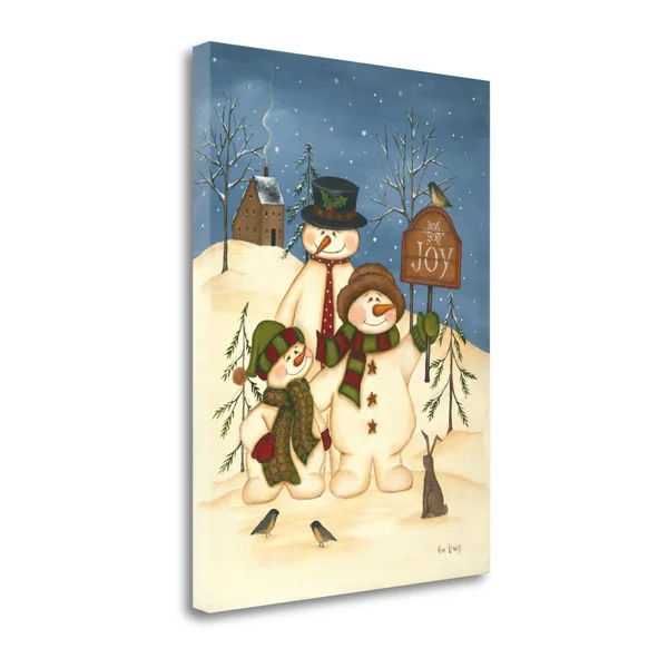 Tangletown Fine Art 'Snowman Family Joy' Print on Canvas, Beige