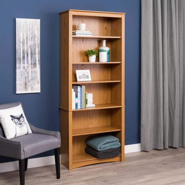 Prepac 6-Shelf Bookcase - Oak