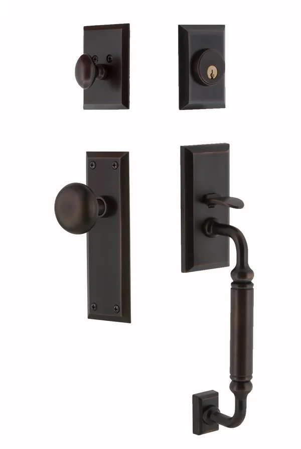 Nostalgic Warehouse 727733 New York Plate C Grip Entry Set New York Knob - Timeless Bronze