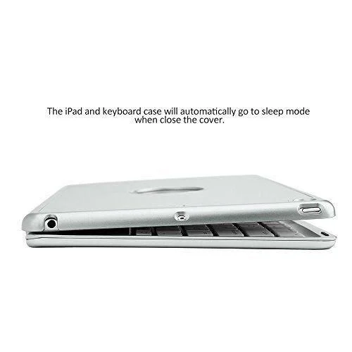 New iPad 2018 Keyboard Case, Iegrow New F8S 7 Colors LED Backlit iPad Keyboard with Protective Case Cover (Silver)