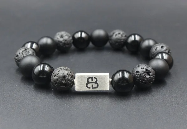 Onyx - Lava Stone, and Obsidian Bracelet, Men's Black Bracelet, Black Onyx Bracelet, Lava Stone Bracelet, Black and Silver Bracel