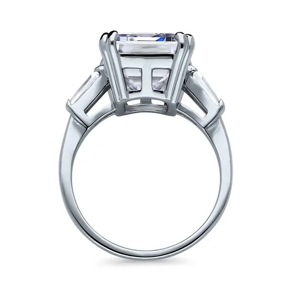 Berricle Sterling Silver Emerald Cut Cubic Zirconia CZ Statement Solitaire Wedding Engagement Ring 8.7 CTW Size 6