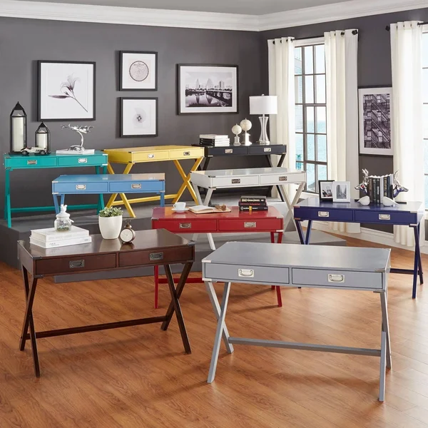 Chelsea Lane X-Base Campaign Desk, Multiple Colors, Blue