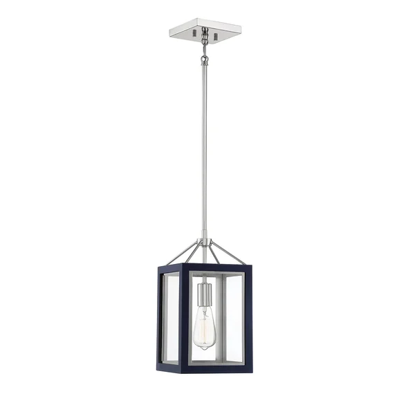 Savoy House-Carlton 1 Light Navy w/ Polished Nickel Accents Pendant-3-8880-1-174