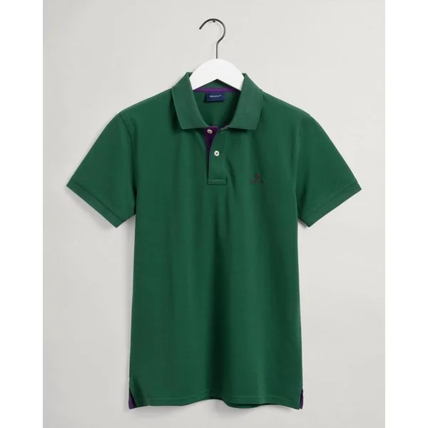 Gant Contrast Collar Rugger Polo T Shirt Green