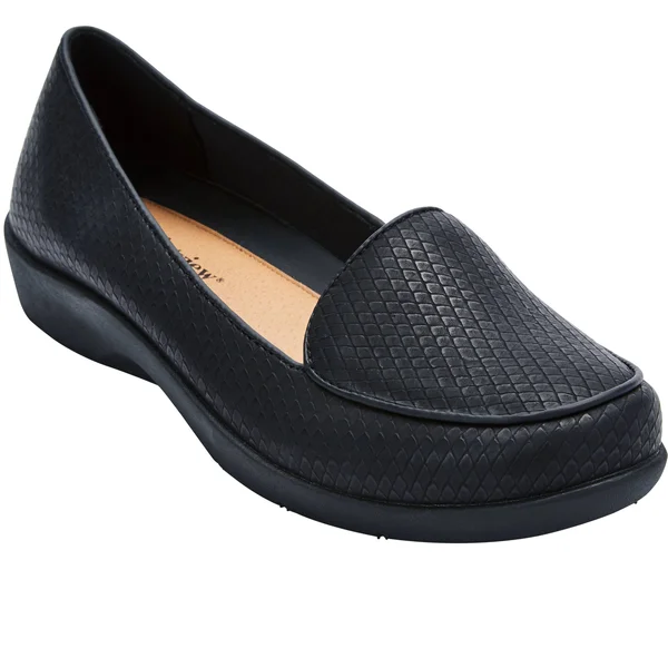 Extra Wide Width Women's The Jemma Flat by Comfortview in Black (Size 10 WW)