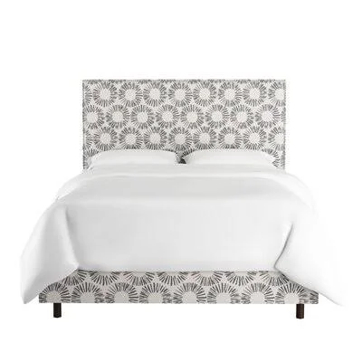 Upholstered Low Profile Standard Bed Wayfair Custom Upholstery Size: Queen, Body Fabric: Linen Gray, Nailhead Detail: Silver
