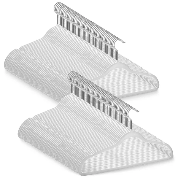 Casafield 100 Ivory Velvet Suit Hangers - Space Saving, Non-Slip & Chrome Swivel Hook for Dress Clothes, Coats, Pants, Shirt