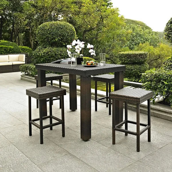 Crosley Furniture Palm Harbor Outdoor Wicker 24-inch Counter Height Stools - Grey (Set of 2)