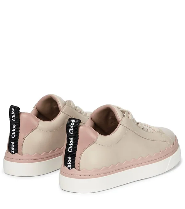 Chloé, Lauren Leather Sneakers, Women, Pink, US 7, Sneakers