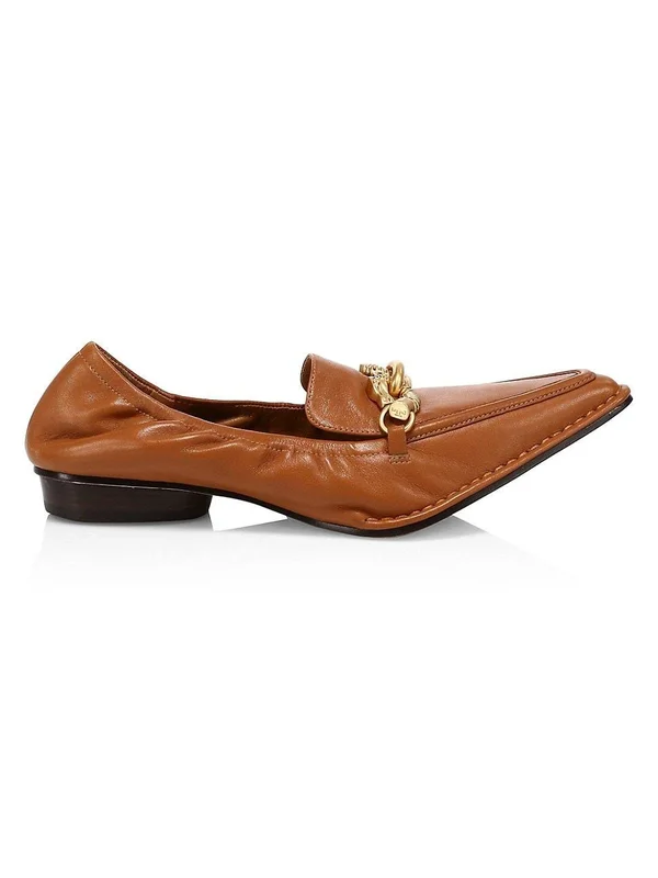 Tory Burch Women's Jessa Point-toe Leather Loafers - Cinnamon - Size 9