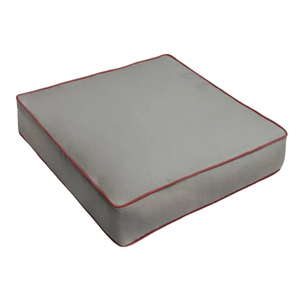 Humble and Haute Sunbrella Canvas Charcoal, Canvas Jockey Red Corded Indoor/ Outdoor Chair CUSHION, Size: 22.5 in W x 22.5 in D