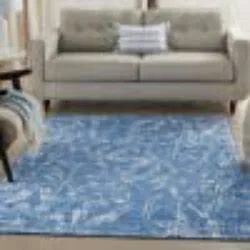 4' x 6' Blue and Ivory Floral Vines Area Rug