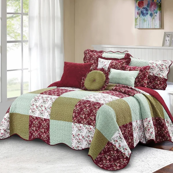 Serenta Patchwork 8 Piece Quilt Set - Pink