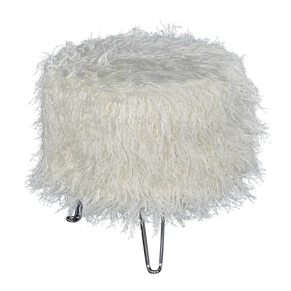 Powell - Picasso White Faux Fur Stool