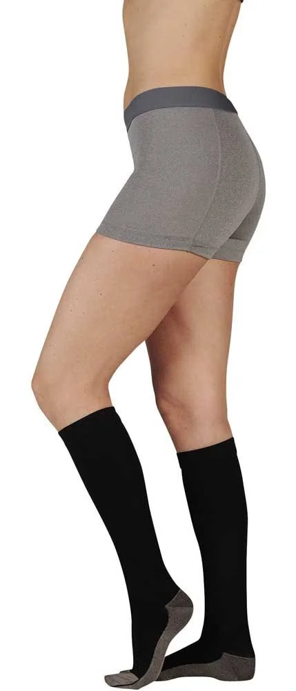 Juzo Soft Silver Sole Men's 30-40 mmHg Ribbed Knee High - IV, Regular, Black