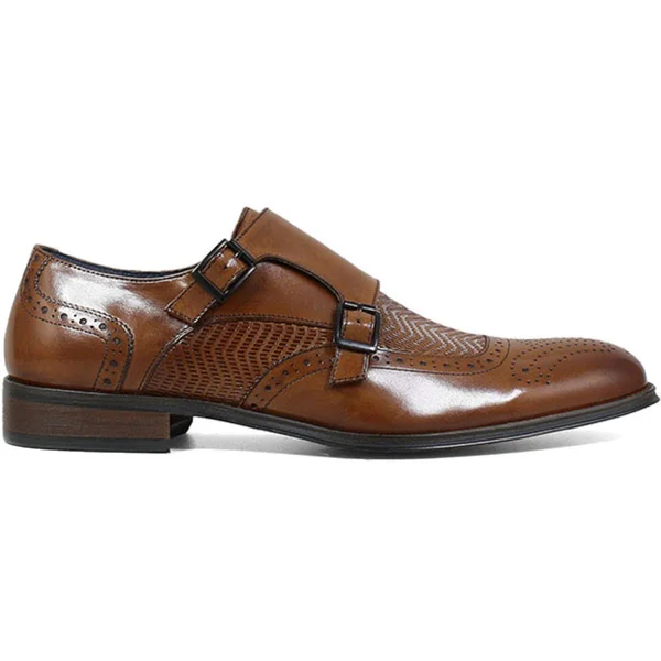 Stacy Adams Men's Shoes Mabry Moc Toe Double Monk Strap Tan 25239-240 - 7.5