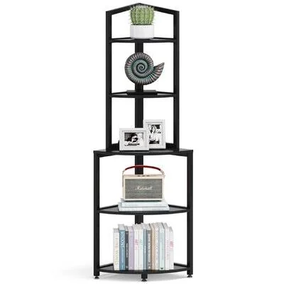 5-Tier Corner Shelf - Corner Bookcase Small Bookshelf Industrial Corner Storage Rack Plant Stand Etagere Bookcase 17 Stories Color