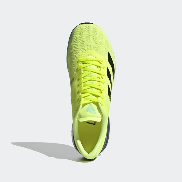 Adidas Adizero Boston 9 Shoes - Men's - Solar Yellow - Core Black, Blue - 8.5