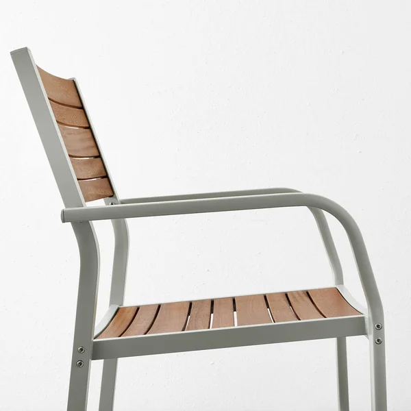 IKEA - SJ腖LAND Table and 4 Armchairs, Outdoor, SJ腖LAND Light brown/Kuddarna Light Blue, 61 3/8x35 3/8