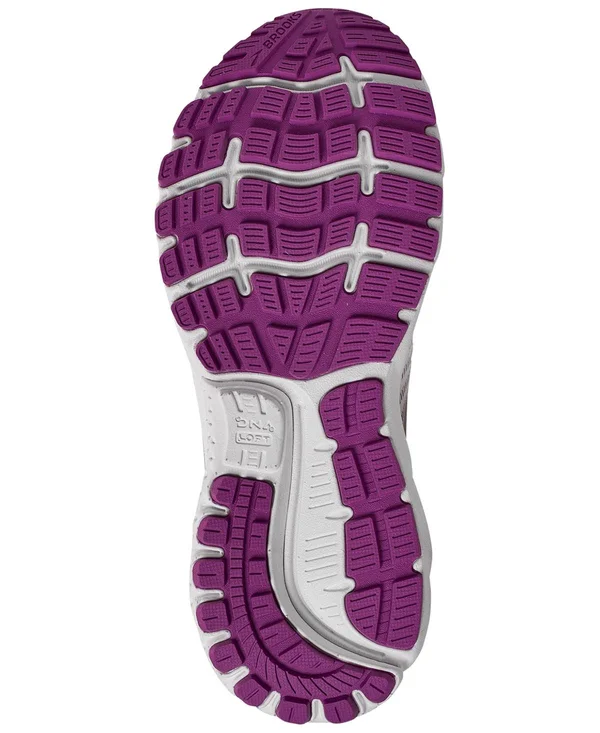 Brooks Women's Ghost 12 White-Grey-Hollyhock - 10
