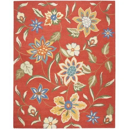 August Grove Canon Hand-Hooked Wool Rust Area Rug, Size: Rectangle 4' x 6', Red