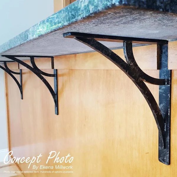 Nevio Wrought Iron Bracket Antiqued Copper 2x22W x 12x22D x 15x22H - (Triple Center Brace)