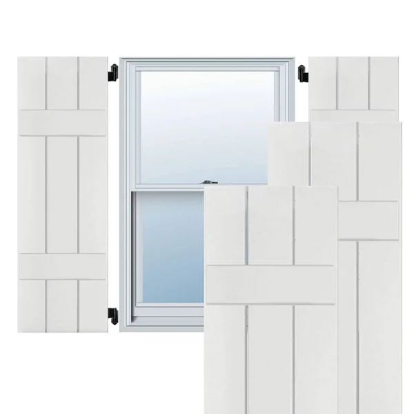 Ekena Millwork 12 in. x 59 in. Exterior Real Wood Western Red Cedar Board and Batten Shutters Pair Primed