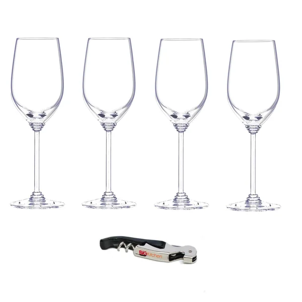 Riedel Wine Series Crystal Viognier/Chardonnay Wine Glass, Set of 4 with Bonus BigKitchen Waiter&s Corkscrew