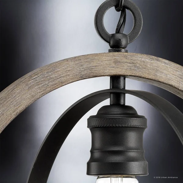 Luxury Vintage Pendant Light, 14x22H x 12x22W, with Modern Farmhouse Style, Charcoal Finish by Urban Ambiance UHP2214