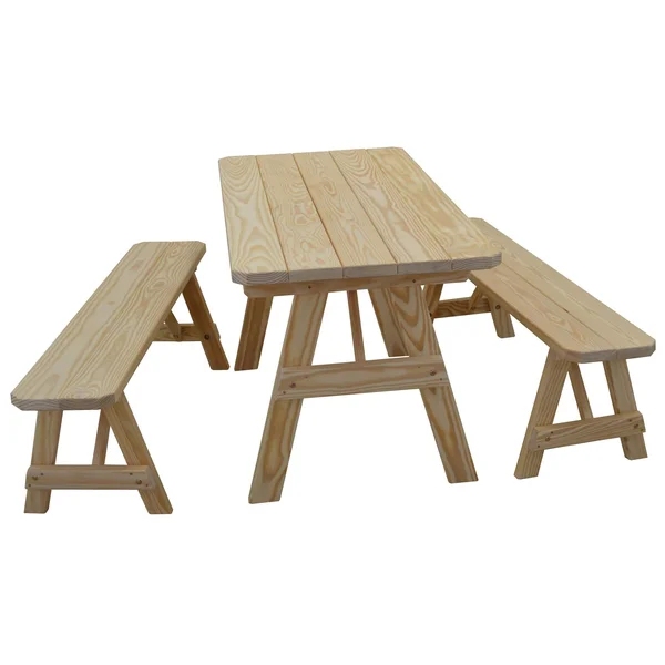 Pine 4' Traditional Picnic Table with 2 Benches - Caribbean Blue