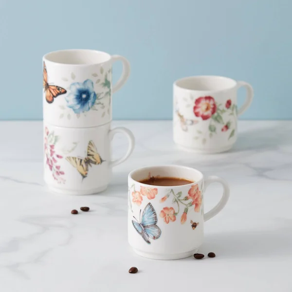 Butterfly Meadow 4-Piece Stacking Mug Set by Lenox