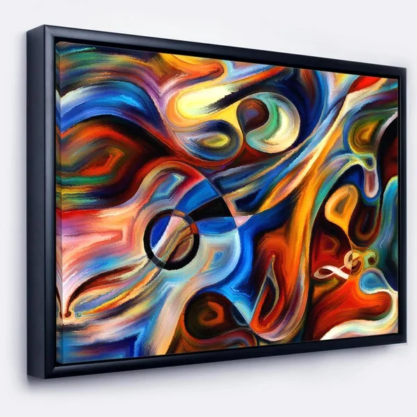 Designart & Abstract Music and Rhythm & Abstract Framed Canvas Art Print, Size: 34 inch x 18 inch