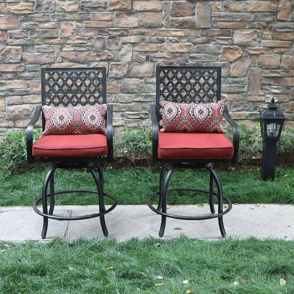 Teluk Extra Wide Swivel Bar Stools (Set of 2) by Havenside Home - Red