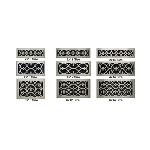 6x22 x 12x22 Victorian Brushed Nickel Floor Register - Vent Cover