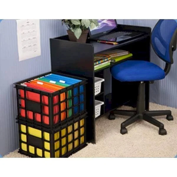 Sterilite 16929006 Plastic Storage Box Crate Black 12 Pack