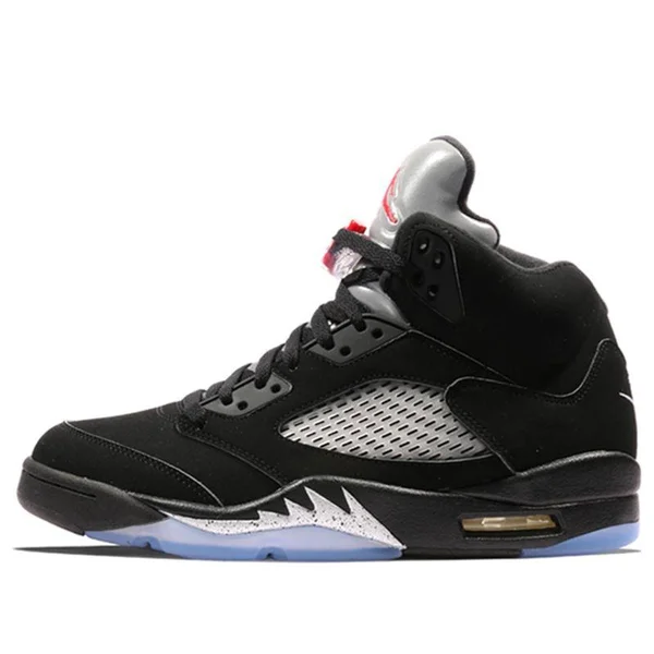 Nike Air Jordan 5 Retro Black Metallic Silver Basketball Shoes/Sneakers 845035-003 (EU Size 41)