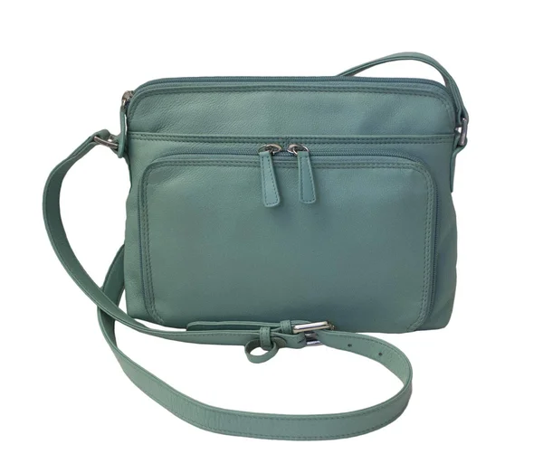 CTM Women's Leather Shoulder Bag Purse with Side Organizer - Turquoise, 9.5 x 7 x 2.25 inches