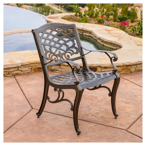 Christopher Knight Home Hallandale Sarasota Cast 5-Piece Outdoor Dining Set, Bronze Brown