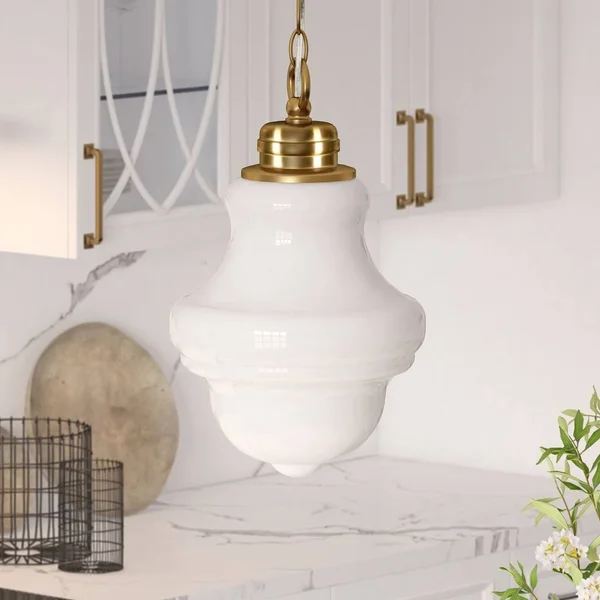 Annie Brass and White Milk Glass Pendant - Hudson & Canal PD0502