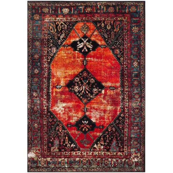 Safavieh Vintage Hamadan Rug Collection VTH217Q - Red - Light Blue - 8& x 10&