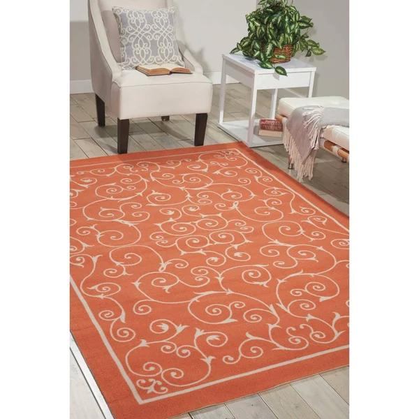 Nourison Home & Garden Area Rug, Orange, 5&3x22 x 7&5x22